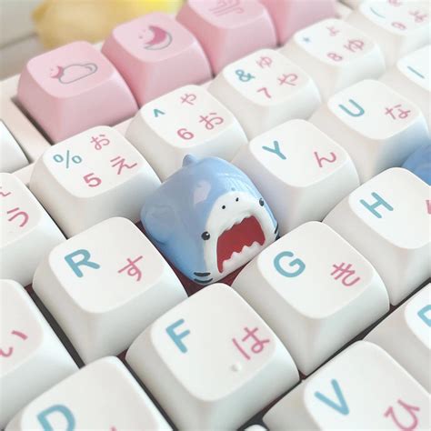 Kawaii Shark Cute Inspired Hand Painted Artisan Keycap Mx Key Etsy