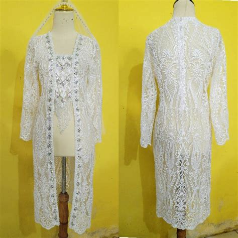 Jual Premium Full Payet Baju Akad Premium Pengantin Brokat Putih