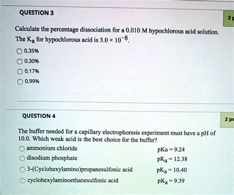 Solved Question Calculate The Percentage Dissociation For A M