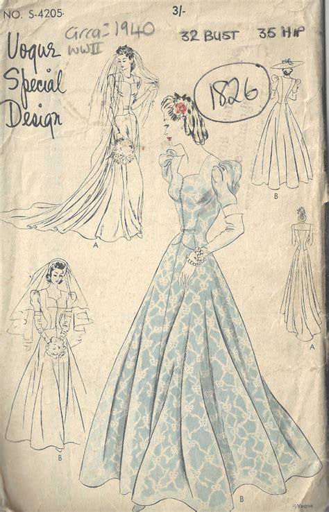 Ww Vintage Vogue Sewing Pattern B Wedding Bridal Gown Dress