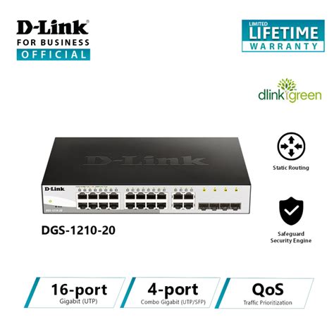 D-Link DGS-1210-20 20-Port Layer 2 Smart Managed Gigabit Switch ...