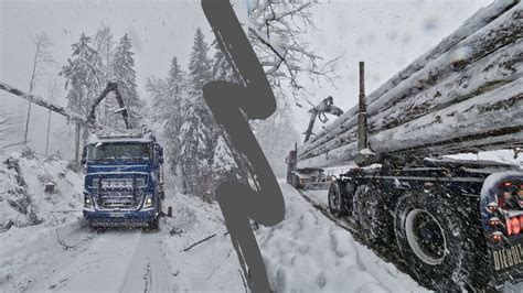 Pris dans une tempête de neige en Grumier Transport Gervais Volvo