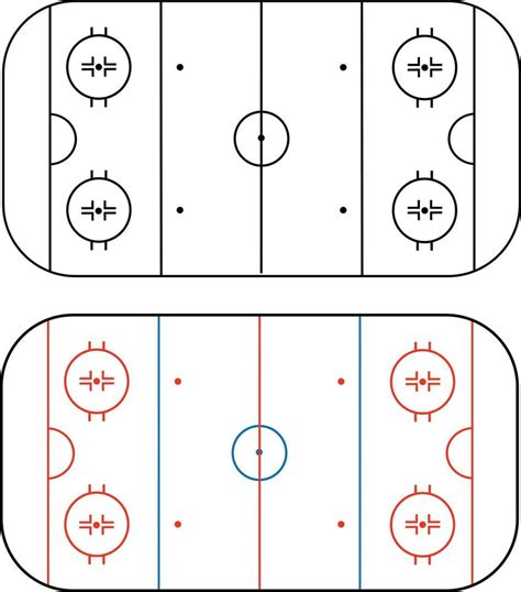 Ice hockey field on white background. ice hockey rink sign. Outline of lines on an ice hockey ...