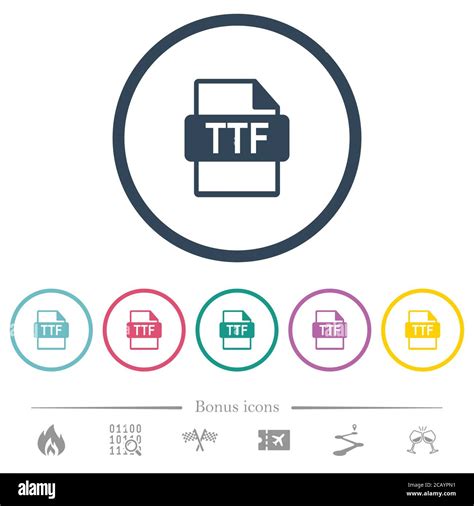 TTF File Format Flat Color Icons In Round Outlines 6 Bonus Icons