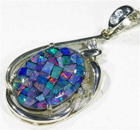 Triplet Mosaic Opal Set In Silver Pendant Cf Opal Jewelry My