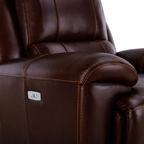 Austin Two Tone Brown Leather Electric Recliner Armchair Oak