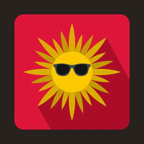 Icono De Sol En Gafas De Estilo Plano Con Sombra Larga Rayos De S Mbolo