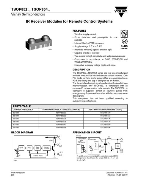 Tsop Data Sheet Vishay