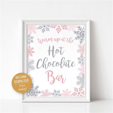 Winter Baby Shower Hot Chocolate Bar Sign Winter Wonderland Etsy