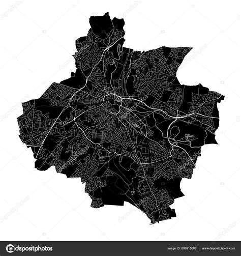 Black Derby City Map Detailed Administrative Area Stock Vector by ...