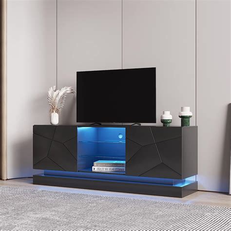 Holak Moderno Soporte De Tv Led Consola Frontal De Alto Brillo Con