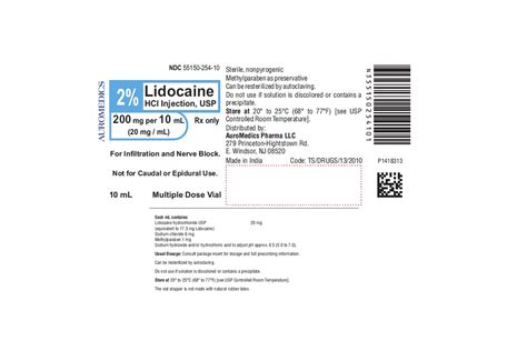 Lidocaine HCL 2 Injection USP 10 ML Multiple Dose Vials 200 Mg Per