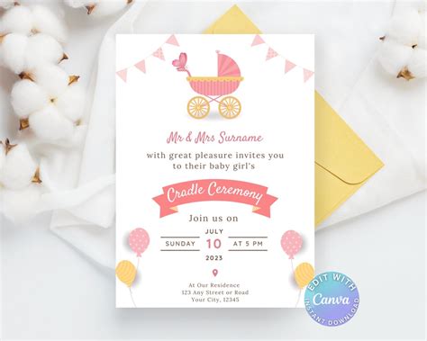 Naming And Cradle Ceremony Invitation For Baby Girl Naming Ceremony