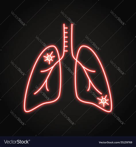 Neon Lung Pneumonia Icon In Line Style Royalty Free Vector