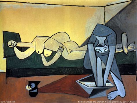 RECLINING NUDE AND WOMAN WASHING HER FEET 1944 PABLO PICASSO Art