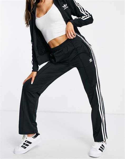 Adidas Originals Adicolor Three Stripe Logo Straight Fit Track Pants In Black Modesens