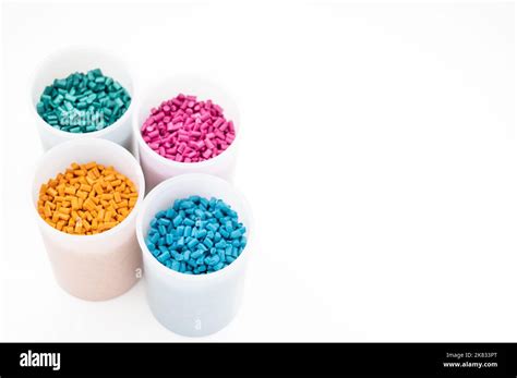 Plastic Granules Close Up For Holding Colorful Plastic Granules With