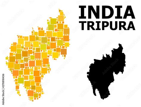 Golden Square Pattern Map Of Tripura State Stock Vector Adobe Stock