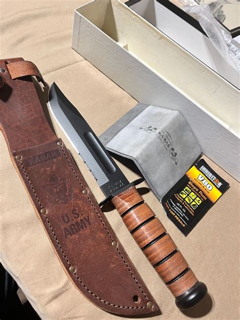 Ka Bar KABAR 1219 U S ARMY FIGHTING KNIFE W LEATHER SHEATH EBay