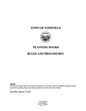 Fillable Online Topsfield Ma Special Permit Rules Topsfield