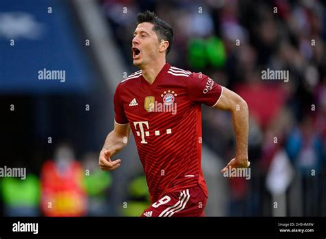 Goal celebration Robert Lewandowski FC Bayern Munich FCB, Allianz Arena ...