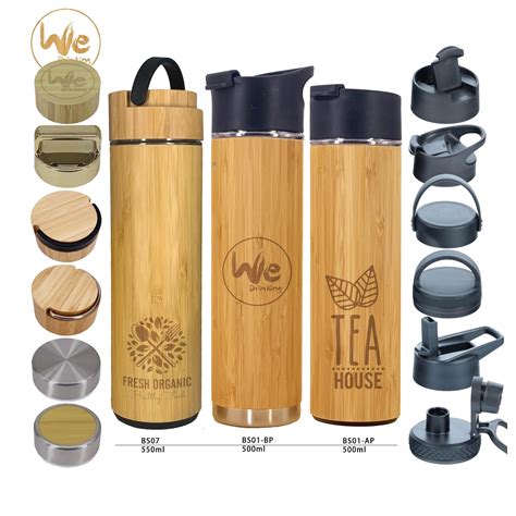 Double Insulated Stainless Steel Bamboo Tea Water Travel Thermos With