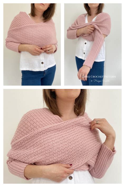 Sleeved Sweater Scarf Wrap Free Crochet Patterns DIY Magazine