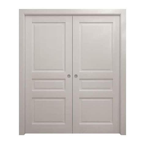 Sartodoors 56 In X 96 In Painted White Oak Solid Wood Double Pocket