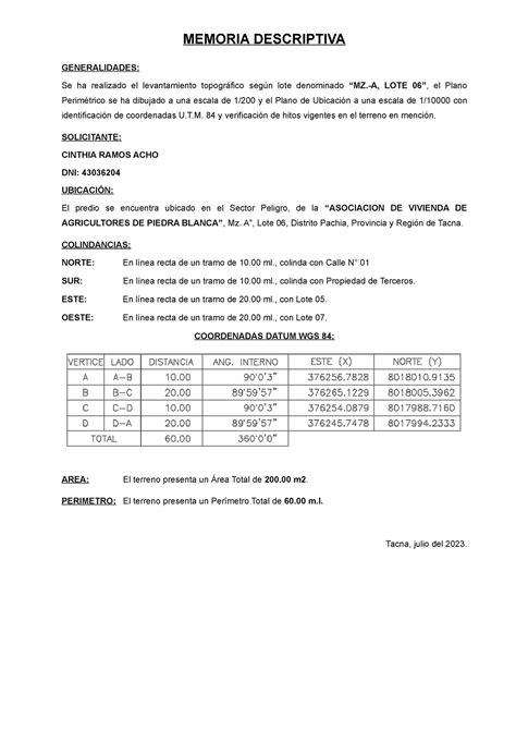 A 06 Apuntes De Memoria Descriptiva MEMORIA DESCRIPTIVA