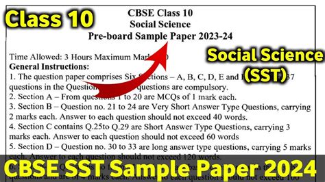 Cbse Board Class Social Science Sst Pre Board Sample Paper