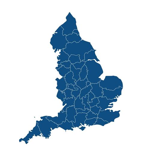 England Map With Blue Administration Regions Map Vector Art At