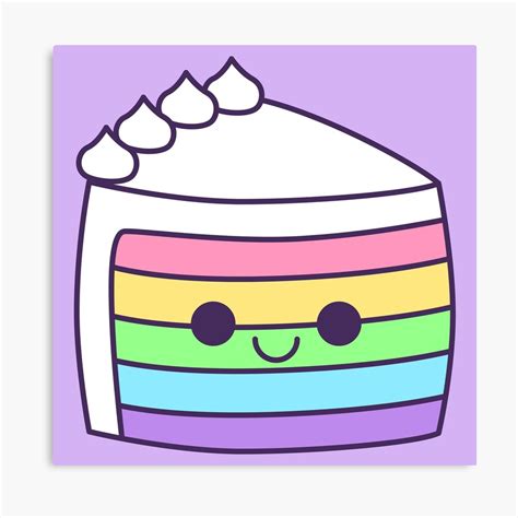 Kawaii Pastel Rainbow Cake Slice Canvas Print By Kittybox Redbubble