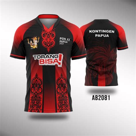 Baju Kaos Jersey Pon Xx Papua Asmat Pattern Pekan Olahraga Nasional