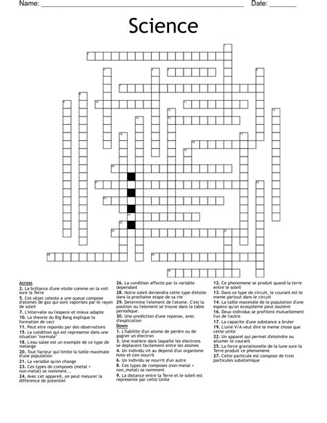 Mot croisé Sciences Crossword WordMint