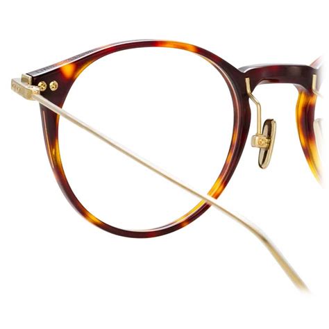 Linda Farrow Linear Chevron Oval Optical Glasses In Tortoiseshell