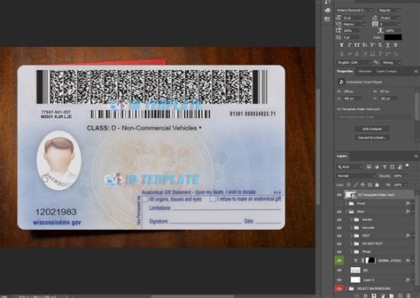 Wisconsin Driving License Psd Template Driving License Template