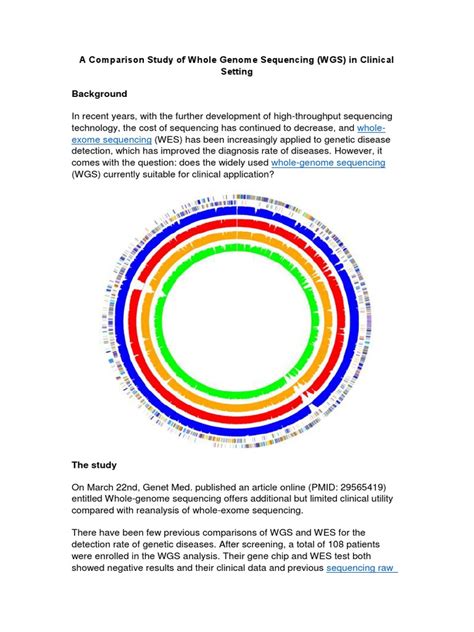 A Comparison Study Of Whole Genome Sequencing Wgs In Clinical Setting