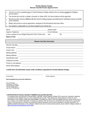 Fillable Online Fgc Remote Test Site Proctor Approval Form Florida