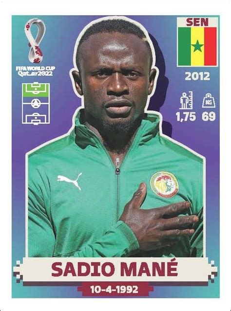 Sadio Mané Figurinhas da copa Copa do mundo Futebol pelo mundo