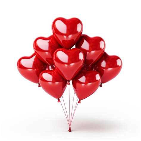 Premium Photo Bunch Of Red Heart Shaped Balloons On Isolated White