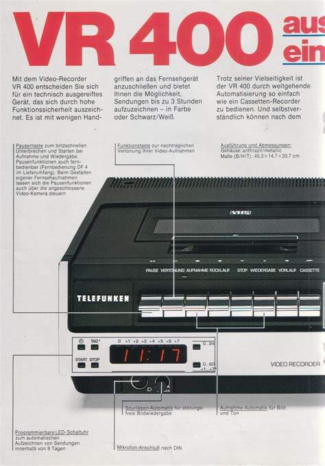 Telefunken Videorecorder Vr Prospekt