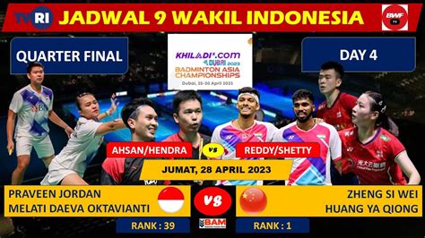 Jadwal Bac Day Babak Quarter Final Hendra Ahsan Pramel Fajar Rian