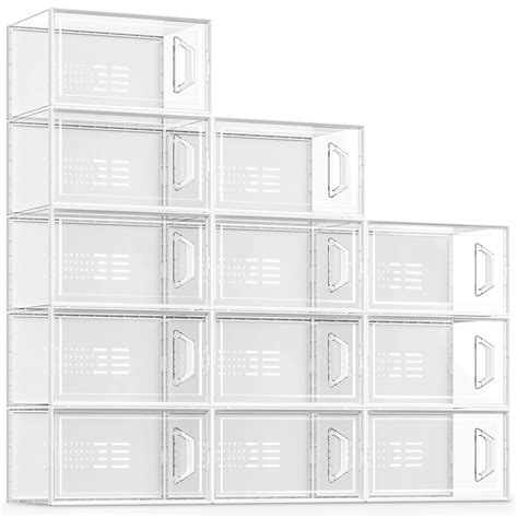 Seespring 12 Pack Shoe Storage Box Shoe Organizer For Closet Clear