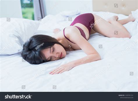Sexy Asian Woman Lingerie Lying On Stock Photo 1225791151 Shutterstock