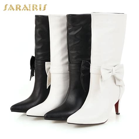 SARAIRIS/Большие размеры 34-43, модная черно-белая обувь с бантом ...