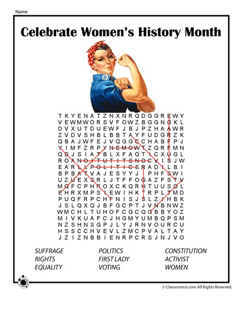 Women’s History Month Word Search Answer Key | Woo! Jr. Kids Activities ...