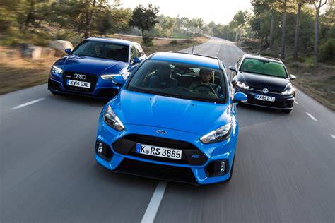 Ford Focus Rs Vs Volkswagen Golf R Vs Audi Rs3 Auto Express