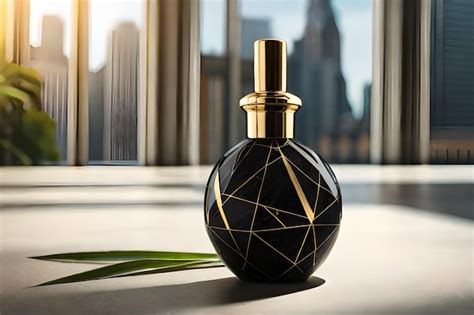 Premium AI Image A Bottle Of Perfume With A Gold Design On The Side