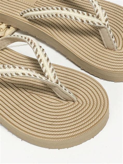 Women Braided Detail Flip Flops Vacation Summer Flip Flops Shein Usa