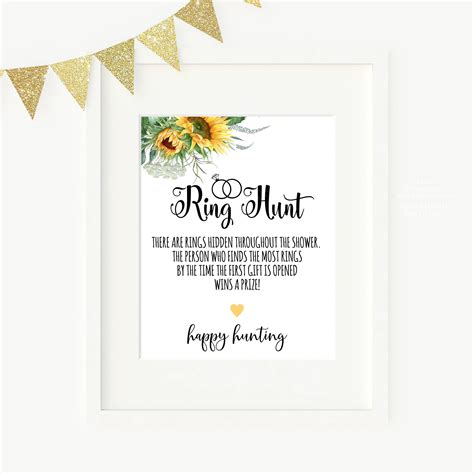 Editable Ring Hunt Game Sunflower Bridal Wedding Shower Game Etsy